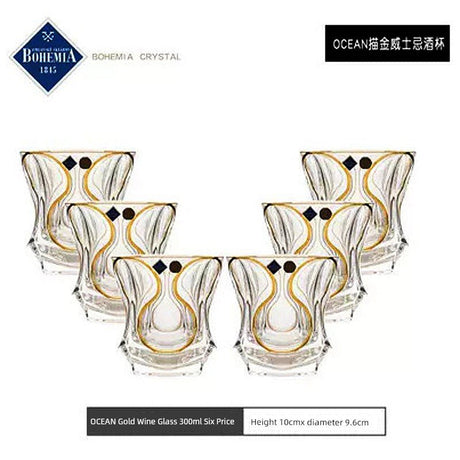 Bohemia Crystal Glass Gold Whiskey & Wine Glass Set - Julia M LifeStyles