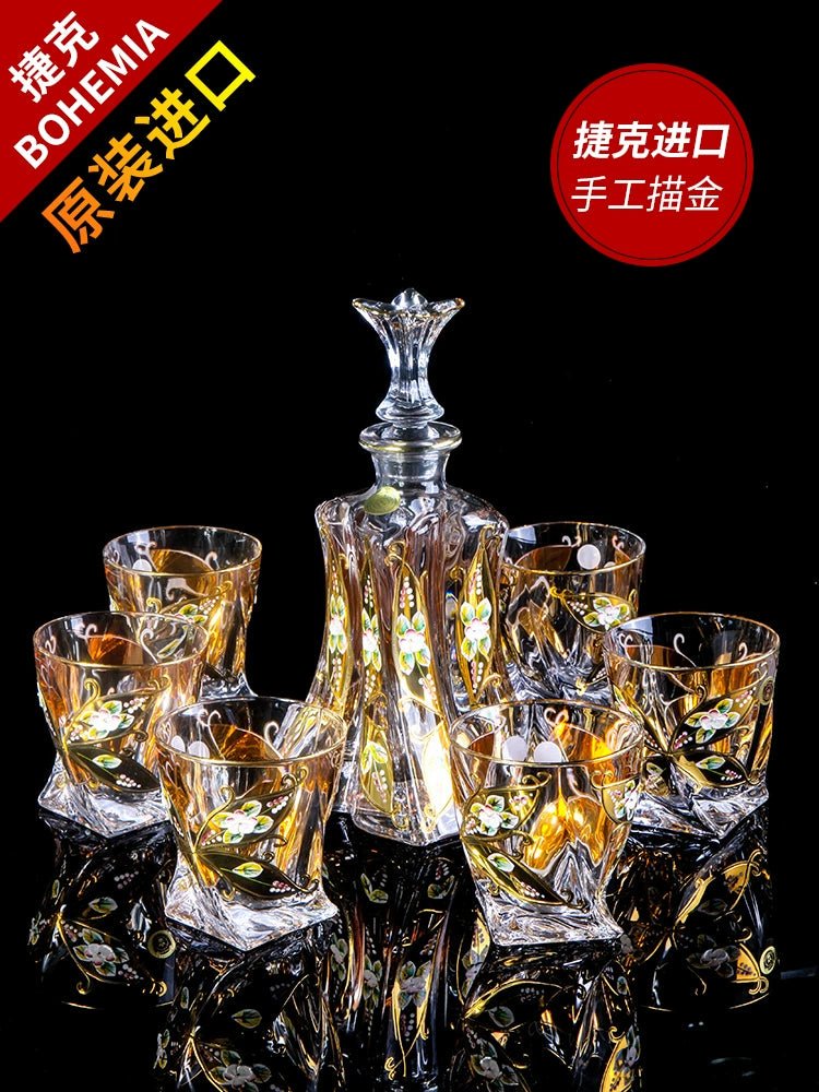 Bohemia Imported Crystal Glass Whiskey Glass Wine Glass Purple Creative Beer Mug Wine Bottle Wine Set - Julia M LifeStyles