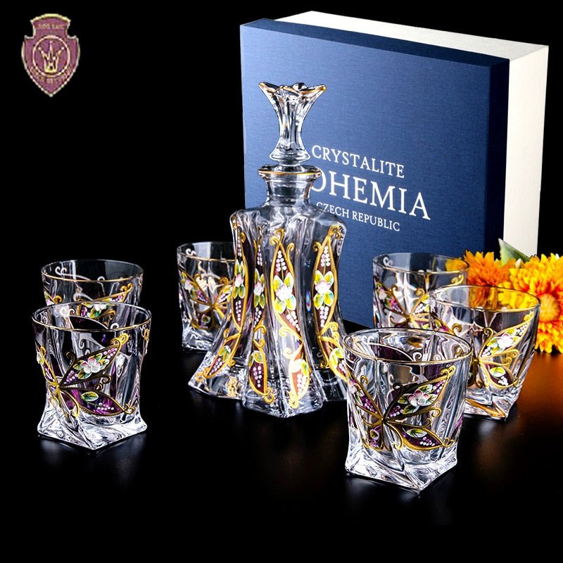 Bohemia Imported Crystal Glass Whiskey Glass Wine Glass Purple Creative Beer Mug Wine Bottle Wine Set - Julia M LifeStyles