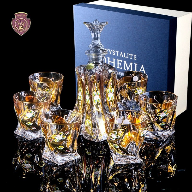 Bohemia Imported Crystal Glass Whiskey Glass Wine Glass Purple Creative Beer Mug Wine Bottle Wine Set - Julia M LifeStyles