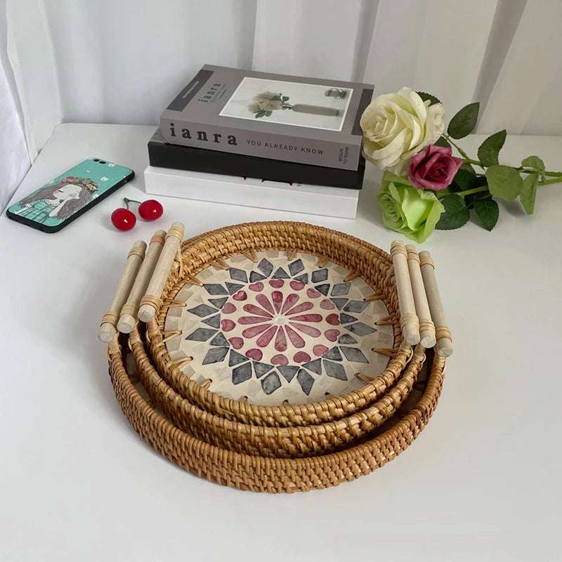 Bohemia Style Handmade Rattan Weaving Tray 🌿 - Julia M LifeStyles