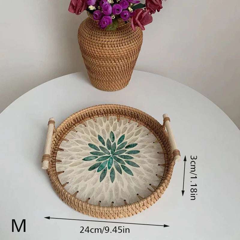 Bohemia Style Handmade Rattan Weaving Tray 🌿 - Julia M LifeStyles