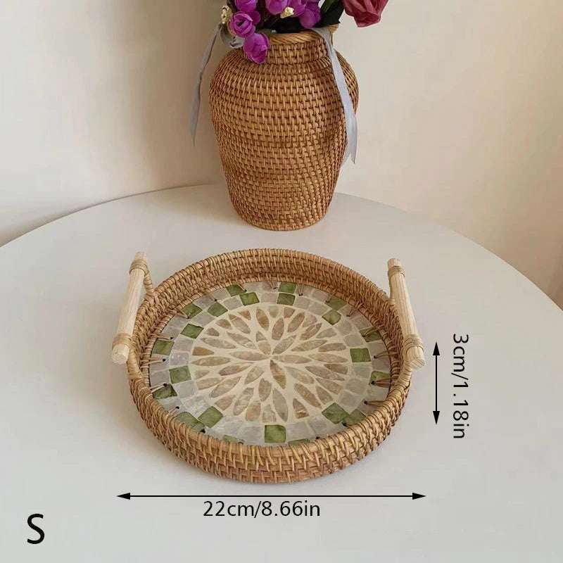 Bohemia Style Handmade Rattan Weaving Tray 🌿 - Julia M LifeStyles