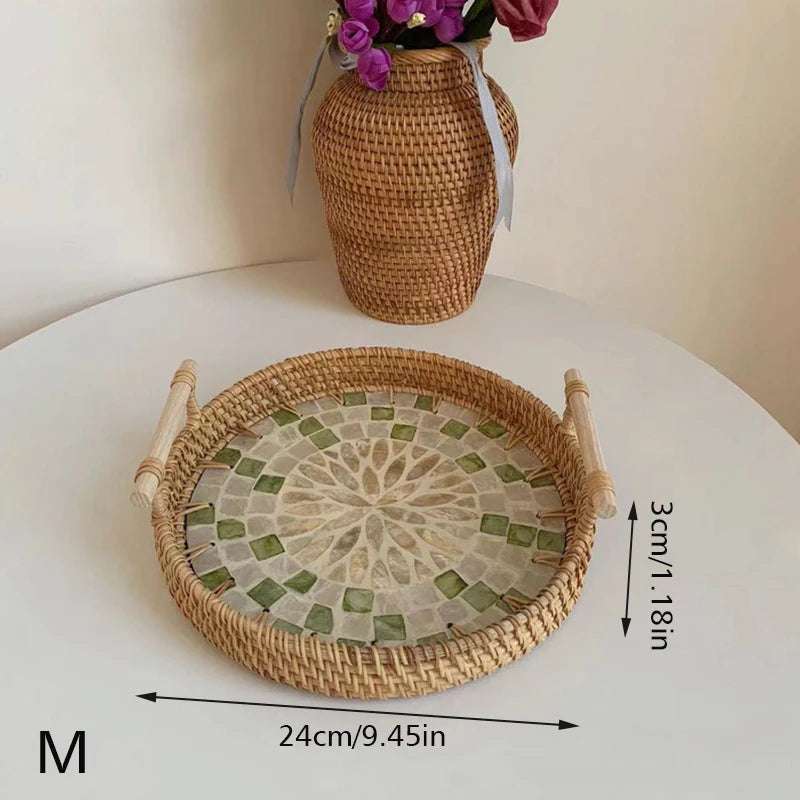 Bohemia Style Handmade Rattan Weaving Tray 🌿 - Julia M LifeStyles