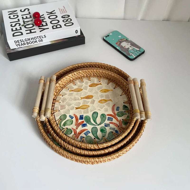 Bohemia Style Handmade Rattan Weaving Tray 🌿 - Julia M LifeStyles