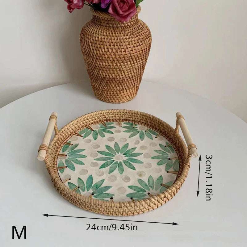 Bohemia Style Handmade Rattan Weaving Tray 🌿 - Julia M LifeStyles