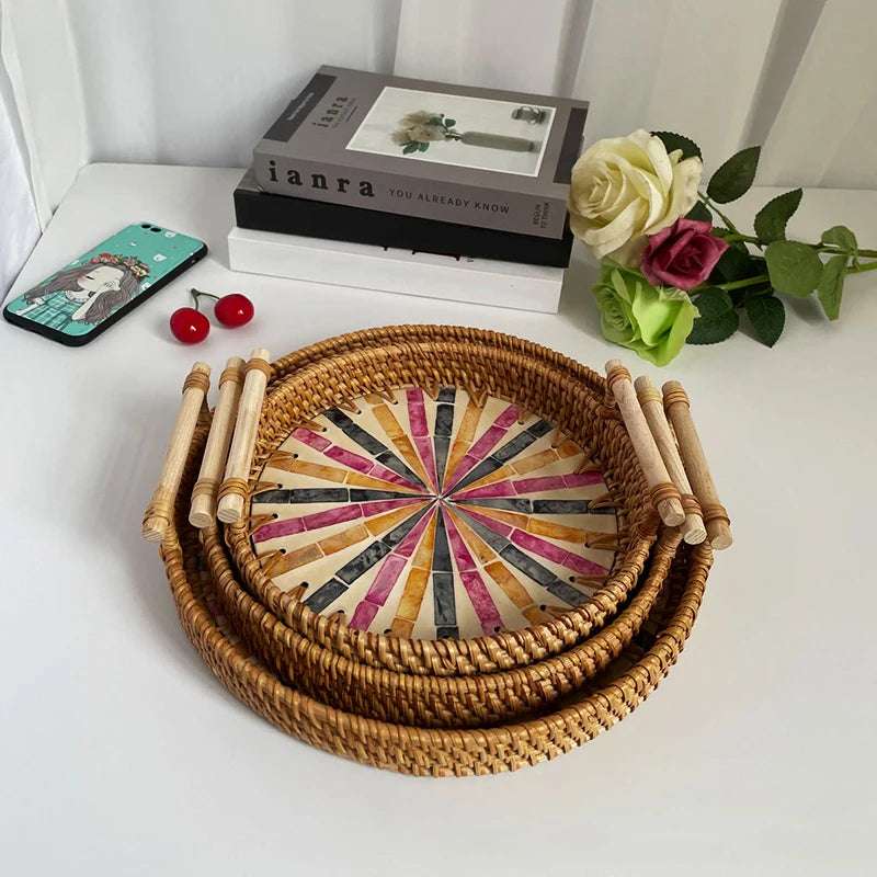 Bohemia Style Handmade Rattan Weaving Tray 🌿 - Julia M LifeStyles