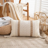 Bohemian Linen Fringed Throw Pillow Cover – Embroidered Decorative Cushion - Julia M LifeStyles