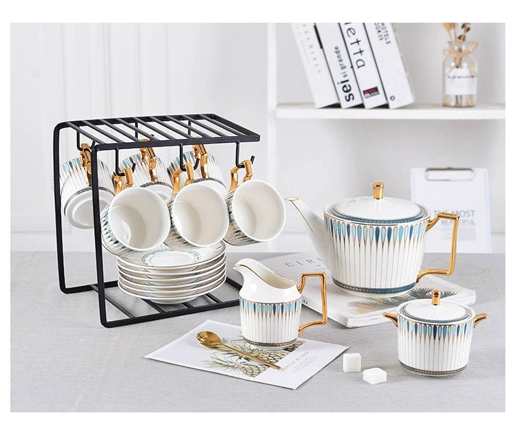 British Afternoon Tea Cup Tea Set Accessible Luxury European - Style High - End Bone China Teapot Luxury Ceramic Coffee Cup Gift Box - Julia M LifeStyles