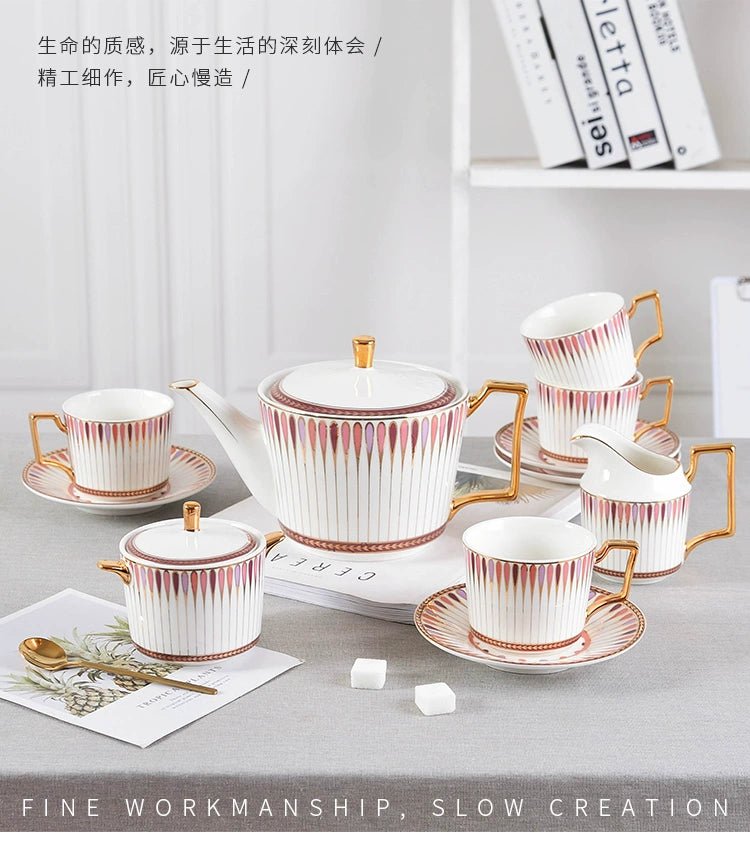 British Afternoon Tea Cup Tea Set Accessible Luxury European - Style High - End Bone China Teapot Luxury Ceramic Coffee Cup Gift Box - Julia M LifeStyles