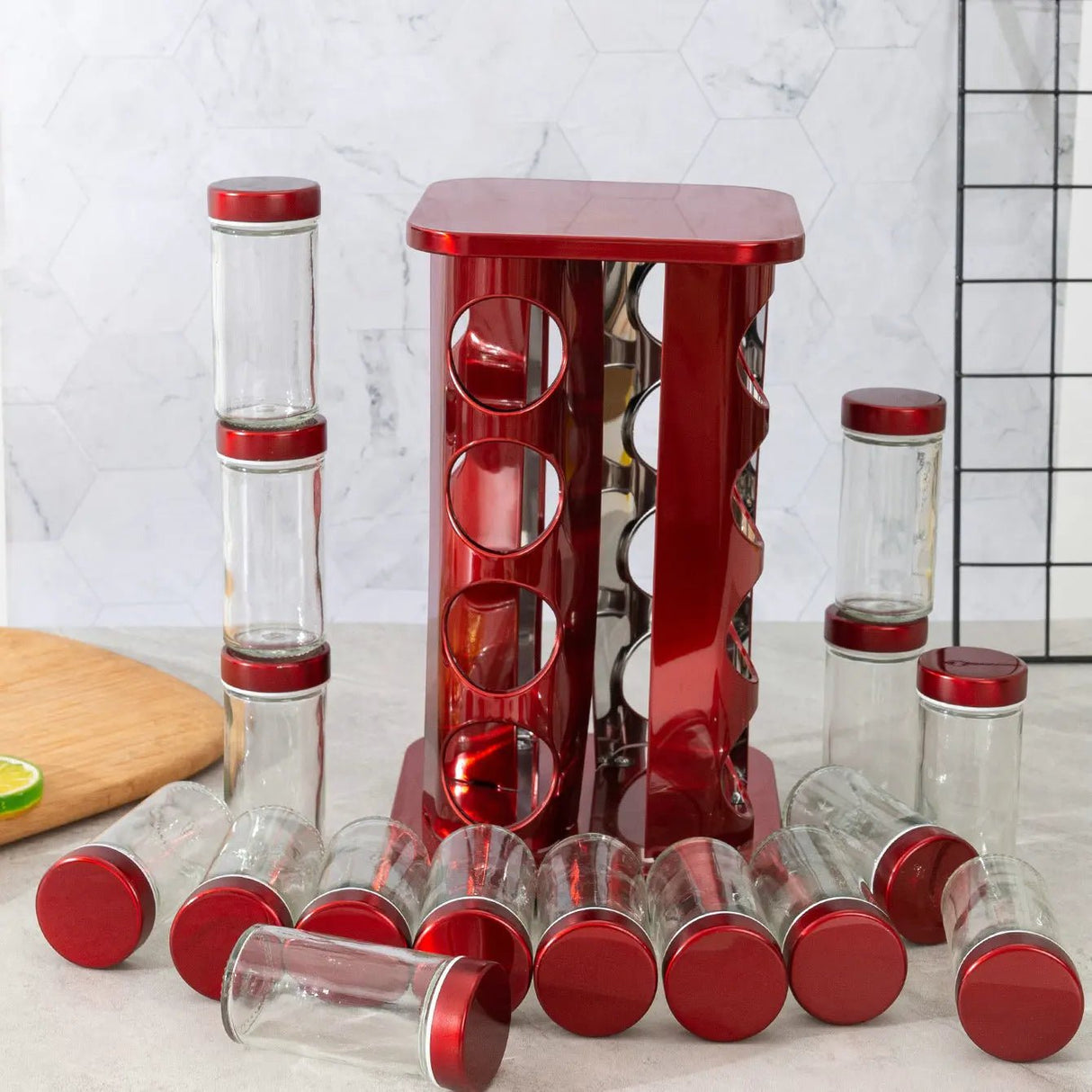 Burgundy 360° Rotating Spice Rack by Julia M Lifestyles - Julia M LifeStyles