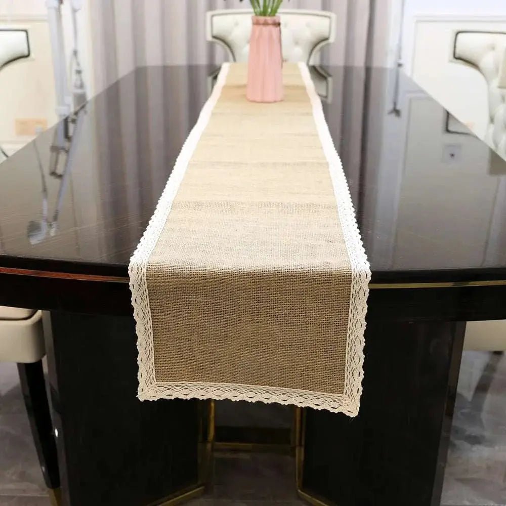 Burlap Lace Jute Table Runner - Julia M LifeStyles