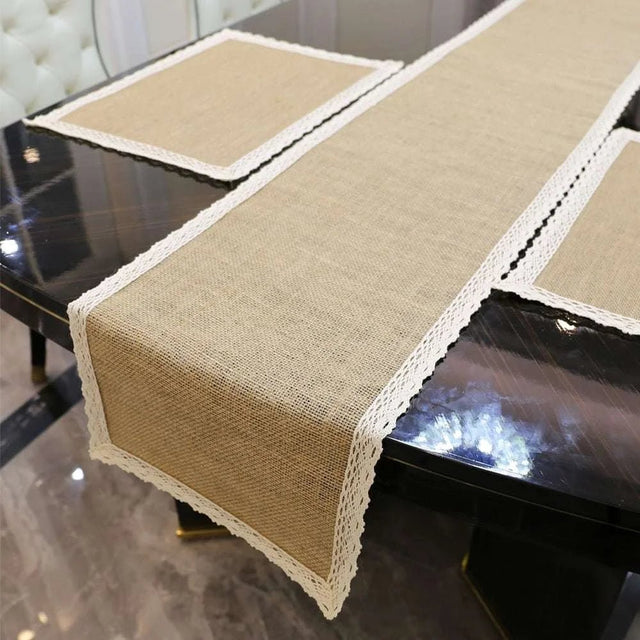 Burlap Lace Jute Table Runner - Julia M LifeStyles