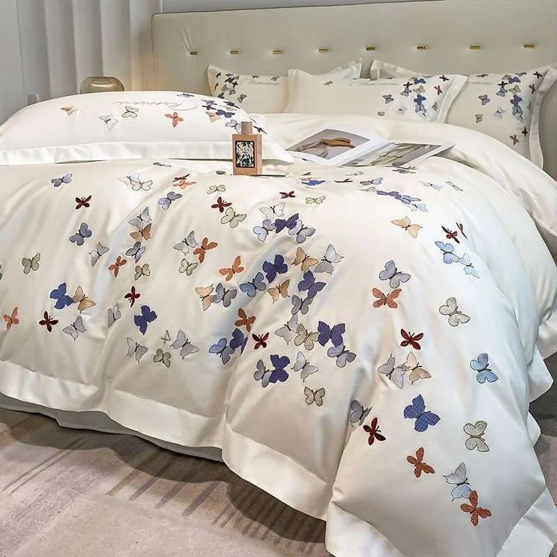 Butterfly Elegance 100% Egyptian Cotton Luxury Bedding Set - Julia M LifeStyles