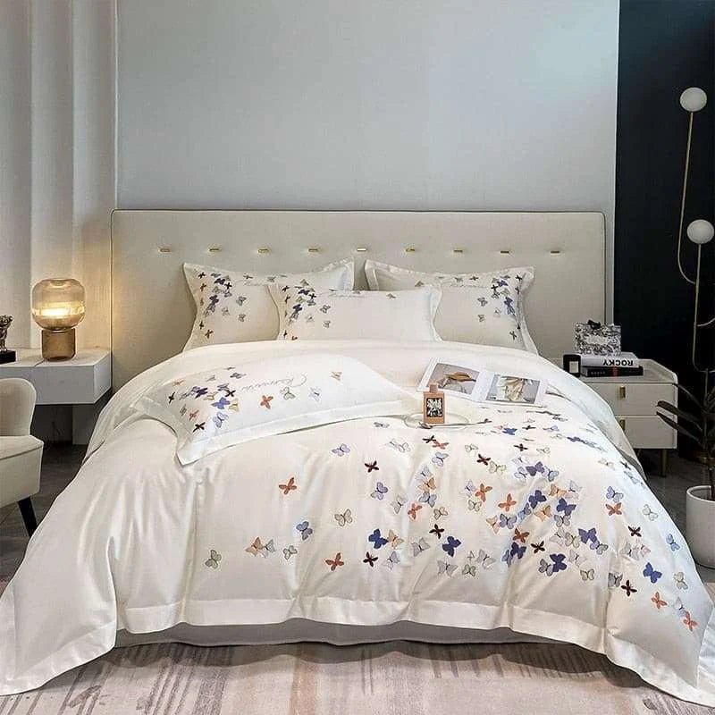 Butterfly Elegance 100% Egyptian Cotton Luxury Bedding Set - Julia M LifeStyles