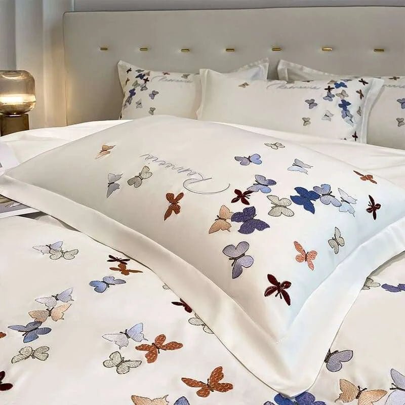 Butterfly Elegance 100% Egyptian Cotton Luxury Bedding Set - Julia M LifeStyles