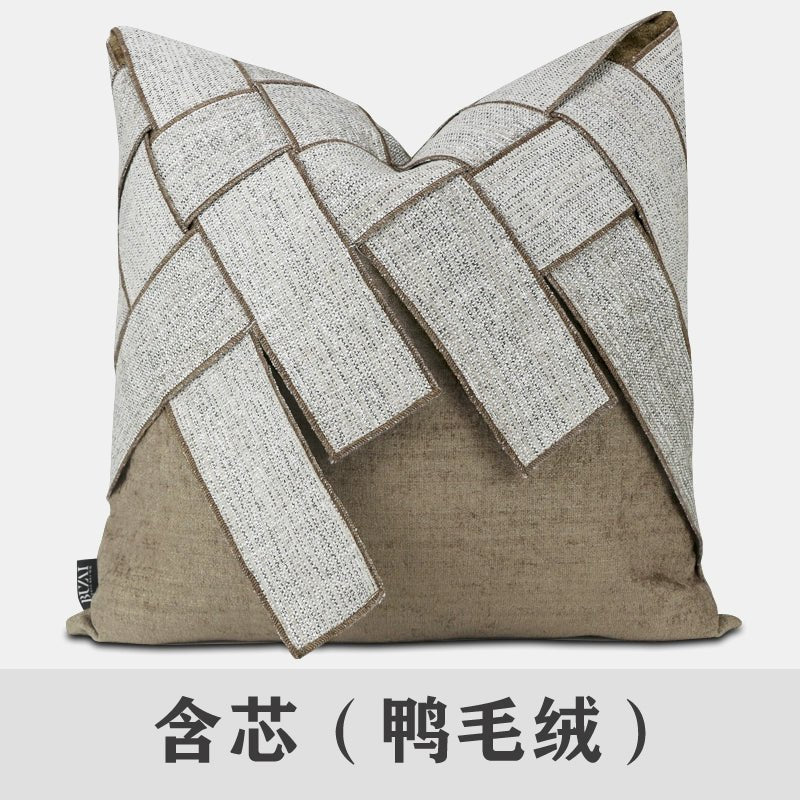 Living Room Three-Dimensional Woven Brown Texture Pillow - Julia M LifeStyles