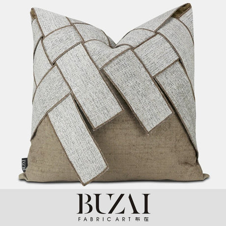 Buzai Living Room Three - Dimensional Woven Brown Texture Pillow - Julia M LifeStyles