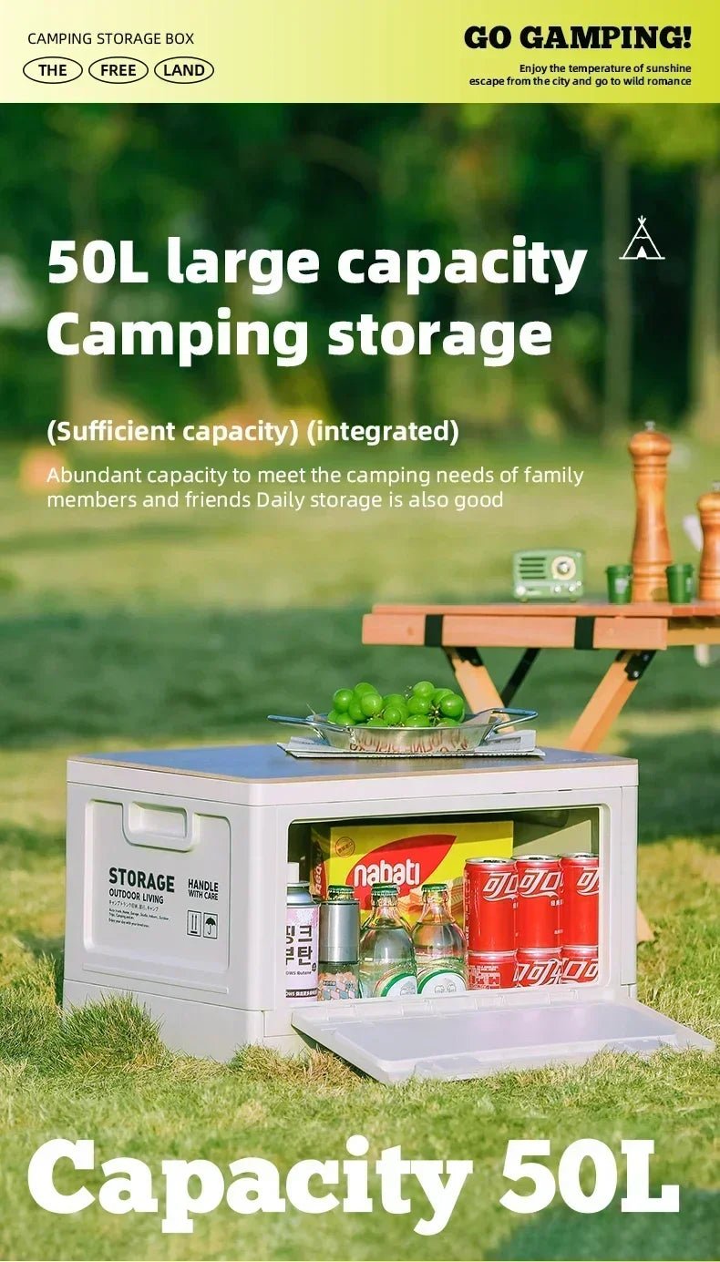 Camping folding box can be outdoor car trunk wooden cover camping picnic organizer box Household storage storage box - Julia M LifeStyles