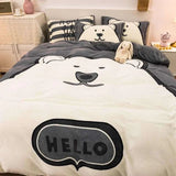 Cartoon Big White Bear Thick Winter Fleece Bedding Set - Julia M LifeStyles