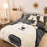 Cartoon Big White Bear Thick Winter Fleece Bedding Set - Julia M LifeStyles