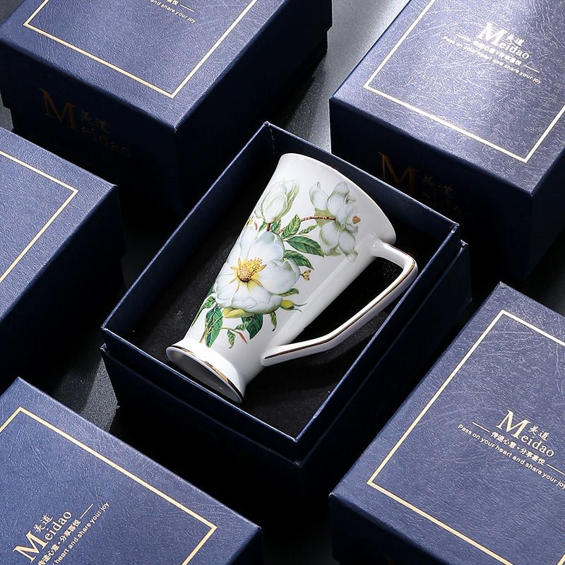 Ceramic Mug Large Capacity Tea Cup Office Bone China Cup Teacup Water Cup Gift Box - Julia M LifeStyles