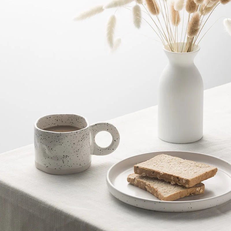 Modern Irregular Ceramic Mug with Ring Handle - Julia M LifeStyles