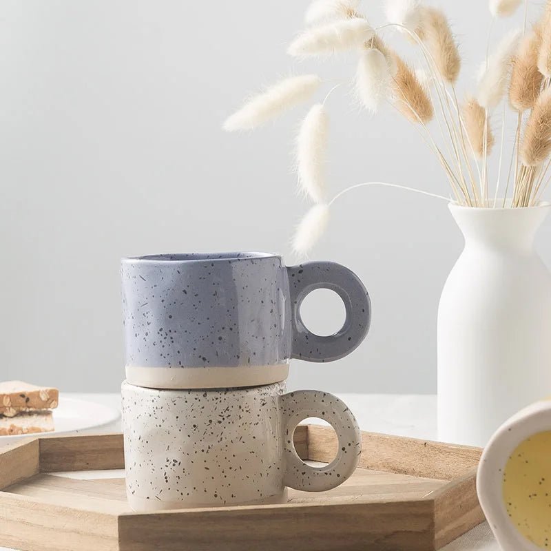 Modern Irregular Ceramic Mug with Ring Handle - Julia M LifeStyles