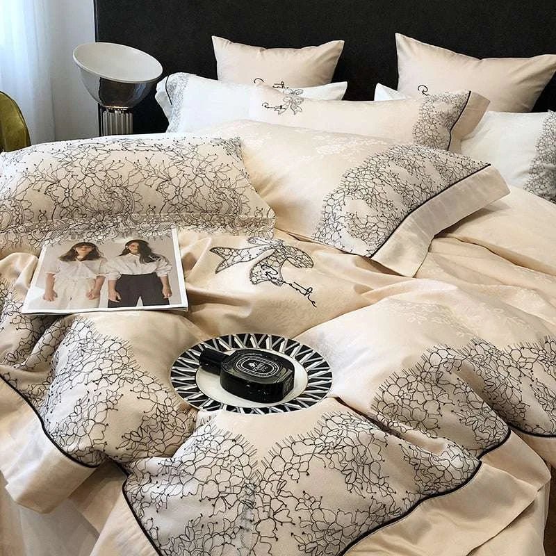 Champagne Romantic French Vintage Bedding Set - Julia M LifeStyles