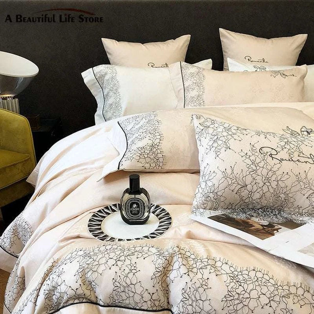 Champagne Romantic French Vintage Bedding Set - Julia M LifeStyles