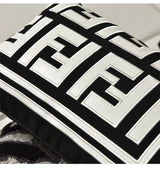 Chic Black and White Orange Accent High-End Cushion - Julia M LifeStyles