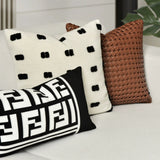 Chic Black and White Orange Accent High-End Cushion - Julia M LifeStyles