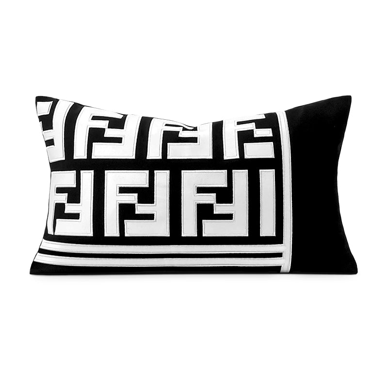 Chic Black and White Orange Accent High-End Cushion - Julia M LifeStyles