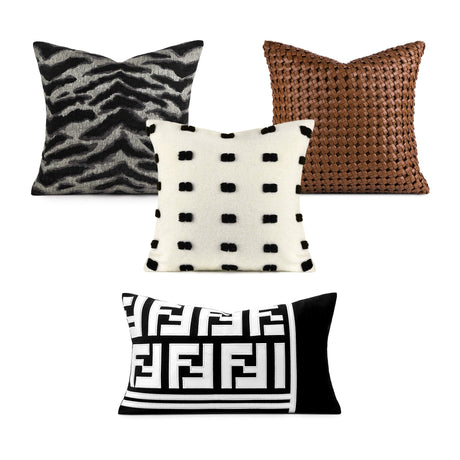 Chic Black and White Orange Accent High - End Cushion - Julia M LifeStyles