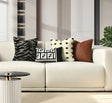 Chic Black and White Orange Accent High-End Cushion - Julia M LifeStyles