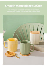 Chic Ceramic Mugs with Bamboo Lid - Julia M LifeStyles