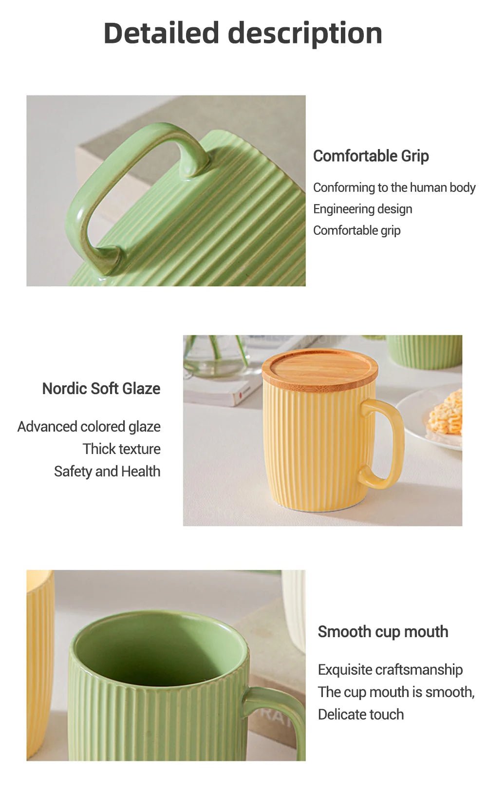 Chic Ceramic Mugs with Bamboo Lid - Julia M LifeStyles