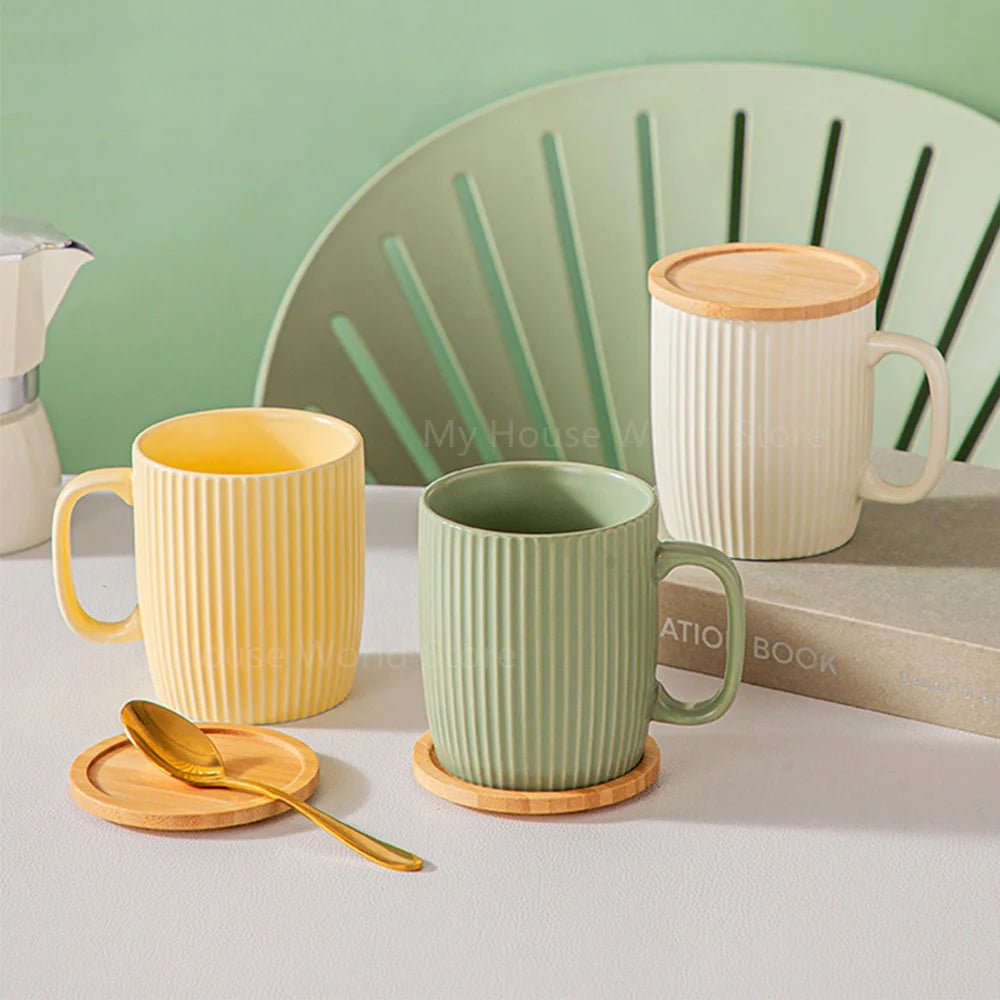 Chic Ceramic Mugs with Bamboo Lid - Julia M LifeStyles