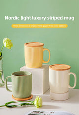 Chic Ceramic Mugs with Bamboo Lid - Julia M LifeStyles