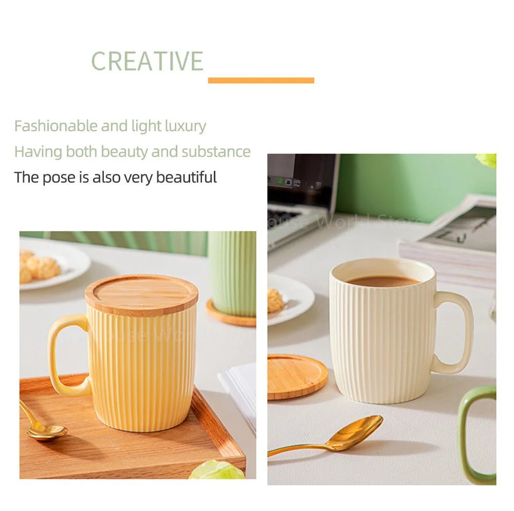 Chic Ceramic Mugs with Bamboo Lid - Julia M LifeStyles