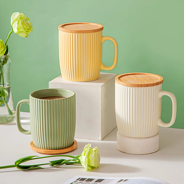 Chic Ceramic Mugs with Bamboo Lid - Julia M LifeStyles