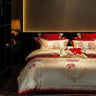 Chic Red Satin Jacquard Deluxe Bedding Set - Super King Size - Julia M LifeStyles