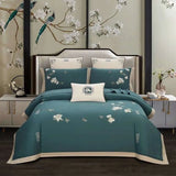 Chinoiserie Style Embroidery Duvet Quilt Cover - Julia M LifeStyles