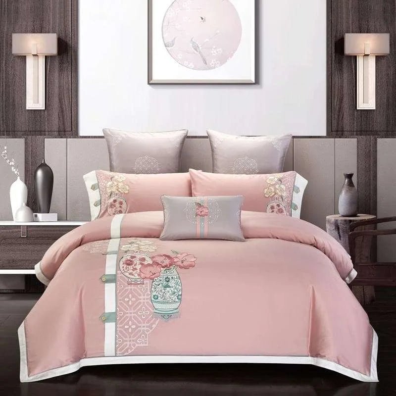 Chinoiserie Style Embroidery Duvet Quilt Cover - Julia M LifeStyles