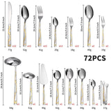 Christmas Tableware Set 72/84 - piece Cutlery Set Gold - plated Crown Stainless Steel Knife Fork Spoon Gift Box - Julia M LifeStyles