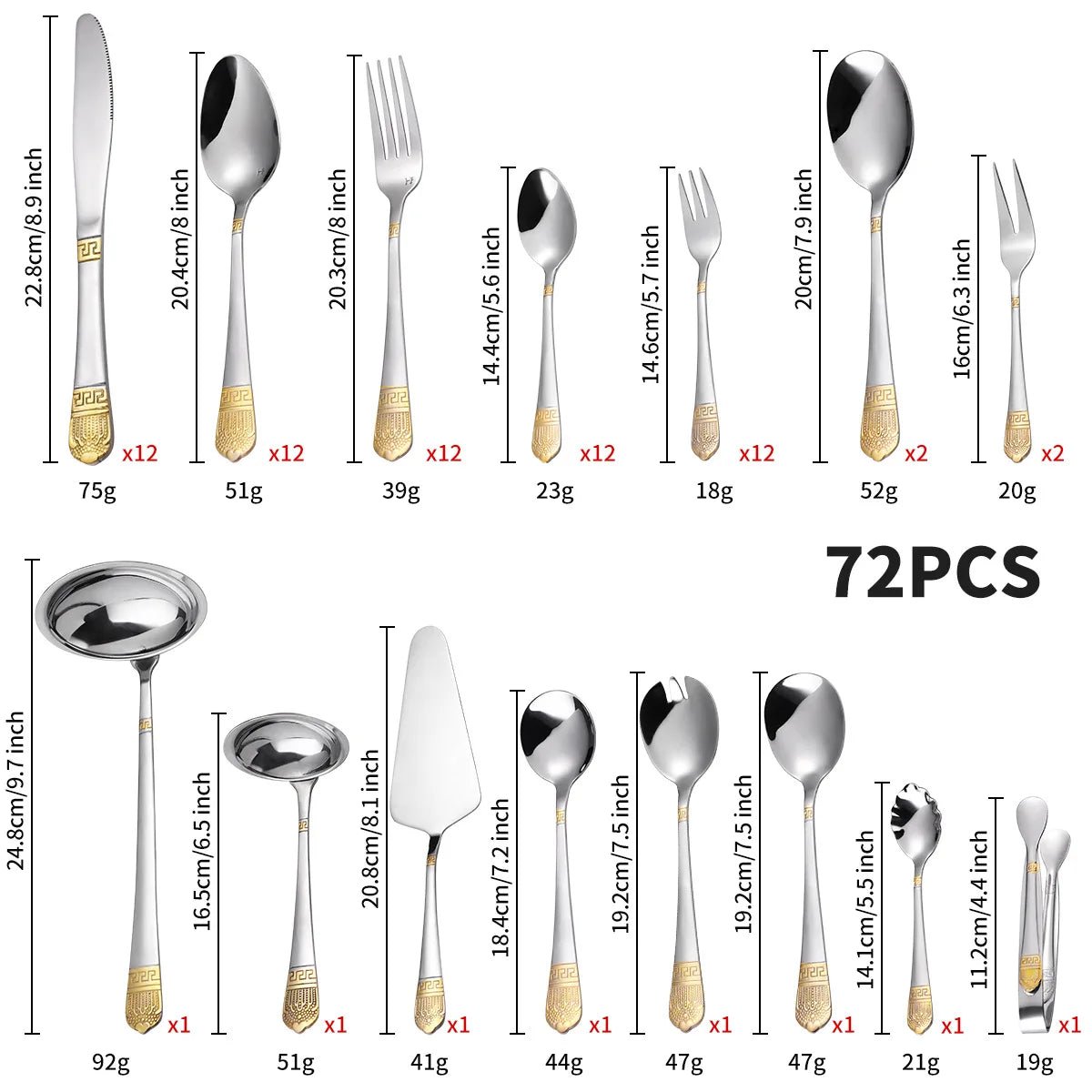 Christmas Tableware Set 72/84 - piece Cutlery Set Gold - plated Crown Stainless Steel Knife Fork Spoon Gift Box - Julia M LifeStyles