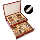 Christmas Tableware Set 72/84 - piece Cutlery Set Gold - plated Crown Stainless Steel Knife Fork Spoon Gift Box - Julia M LifeStyles