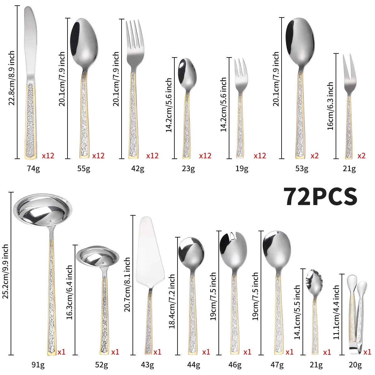 Christmas Tableware Set 72/84 - piece Cutlery Set Gold - plated Crown Stainless Steel Knife Fork Spoon Gift Box - Julia M LifeStyles