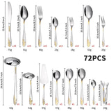 Christmas Tableware Set 72/84 - piece Cutlery Set Gold - plated Crown Stainless Steel Knife Fork Spoon Gift Box - Julia M LifeStyles