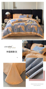 Classy Class a 200 PCs Pure Cotton Long - Staple Cotton Printed Four - Piece Bedding Set Autumn and Winter Thickening Cotton Quilt Cover Bed Sheets Bedding - Julia M LifeStyles